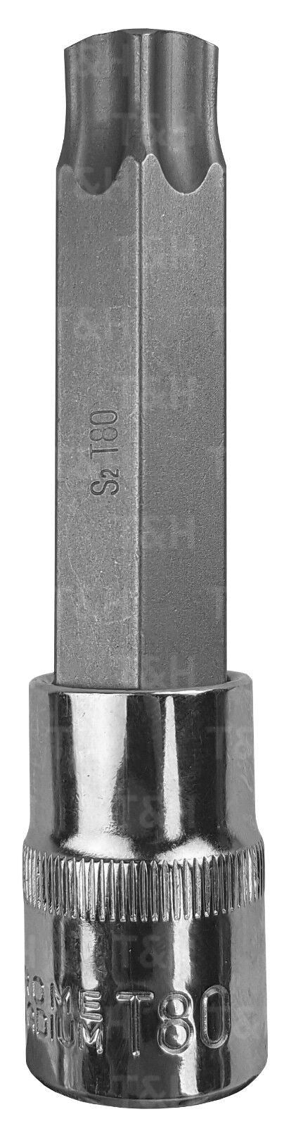 US Pro T80 1/2" Drive 100mm Long Tamperproof Torx Bit Socket ( Single )  3336