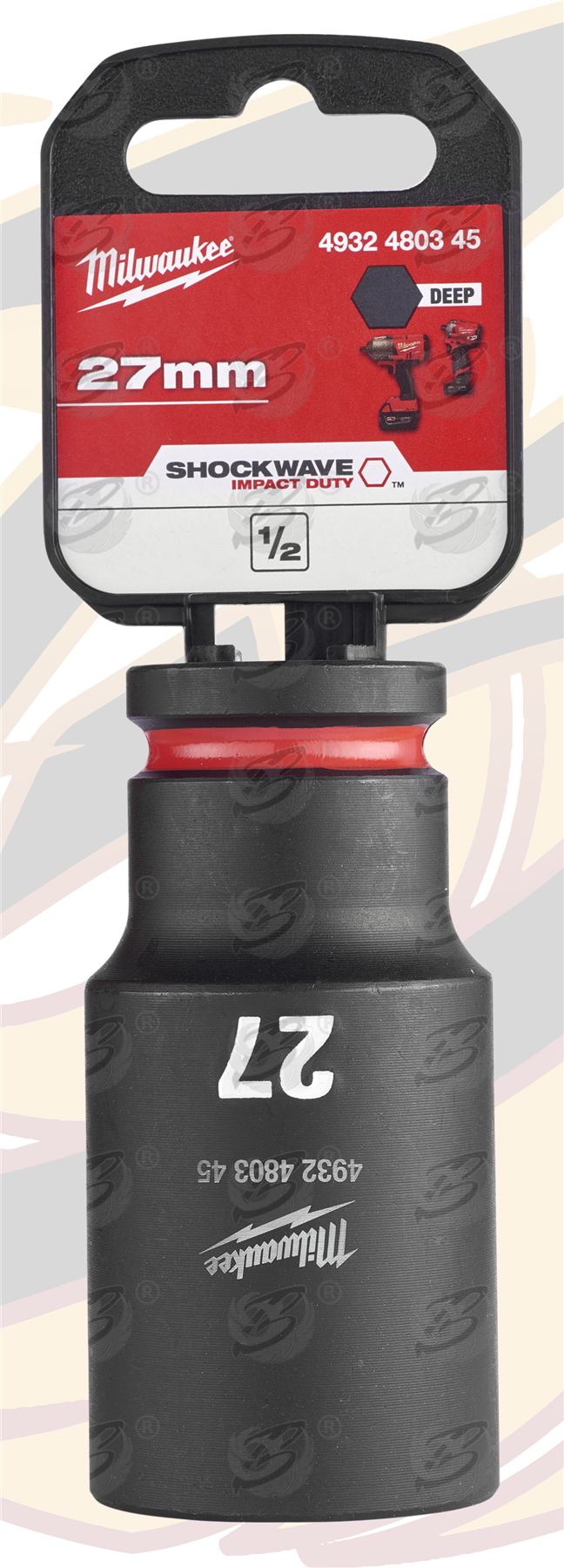 Milwaukee 27mm 1/2" Drive 6 Point Deep Impact Socket ( Single ) ( 4932480345 )
