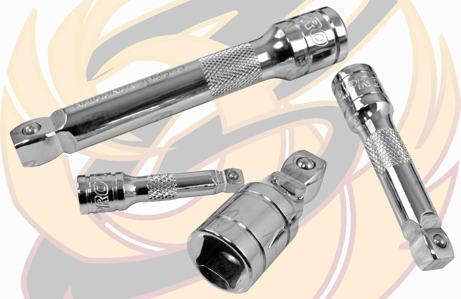 US Pro 9 Piece 1/4" & 3/8" & 1/2" Drive Wobble Extension Bars 50mm - 250mm 4188