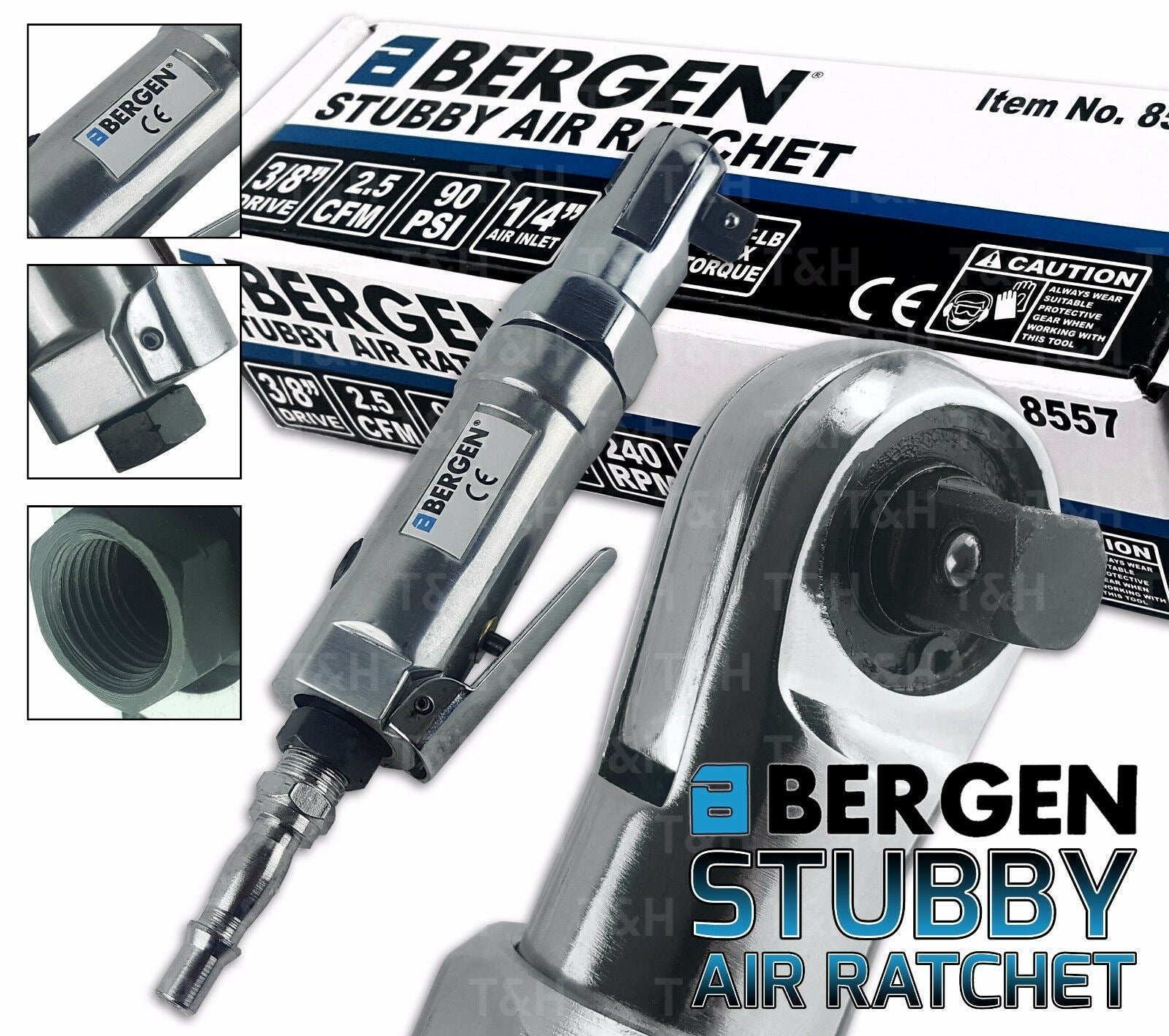 US PRO 3/8" DRIVE STUBBY AIR RATCHET