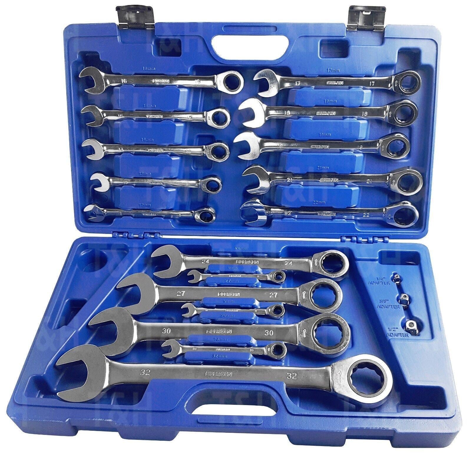 US Pro 20 Piece Ratchet Combination Spanners & Ada Pointers 8mm - 32mm ( 3236 )