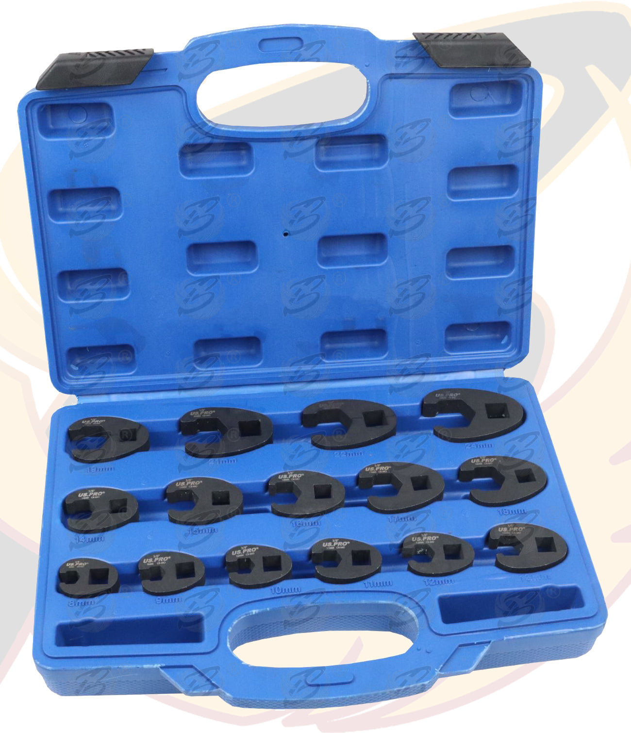 US PRO 15PC 3/8" & 1/2" DR HEAVY DUTY METRIC CROWFOOT WRENCH SET