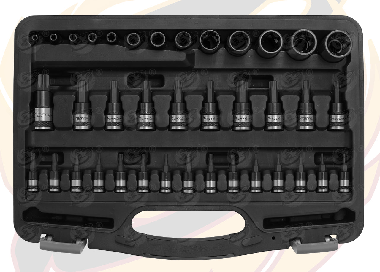 SEALEY PREMIER BLACK TRX-STAR* SOCKET & SECURITY SOCKET BIT SET 1/4" & 3/8" & 1/2"SQ DRIVE 38PC
