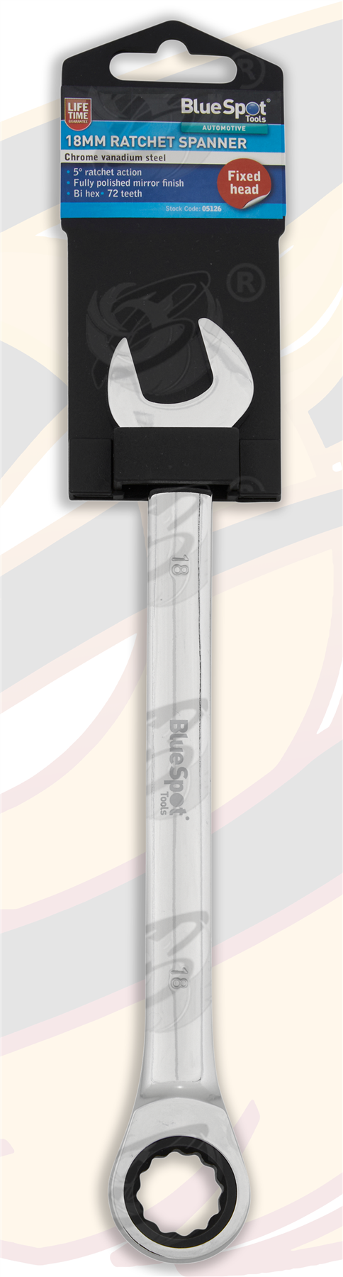 BlueSpot 18mm 72 Tooth Ratchet Spanner ( Single ) 05126