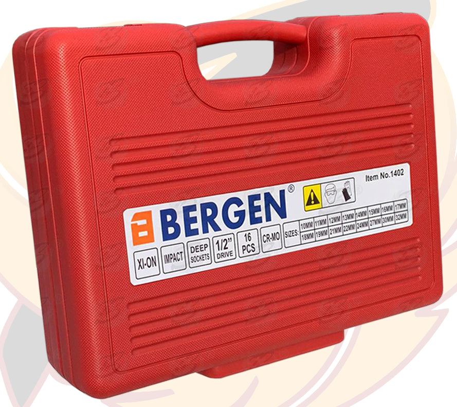 BERGEN 16PCS 1/2" DRIVE 6 POINT XI - ION IMPACT SOCKET SET ( 10mm - 32mm )