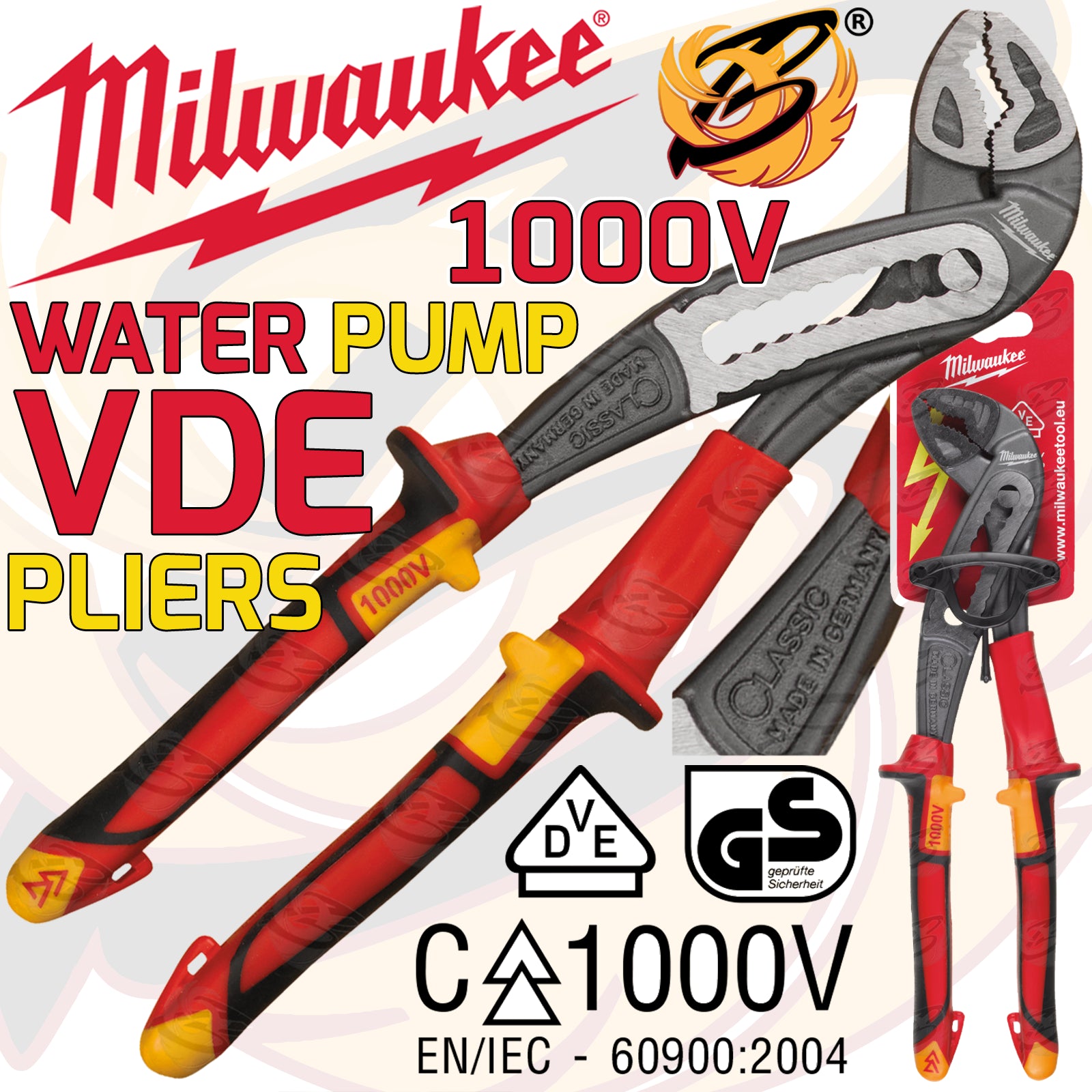 MILWAUKEE 1000V VDE WATER PUMP PLIERS 240MM