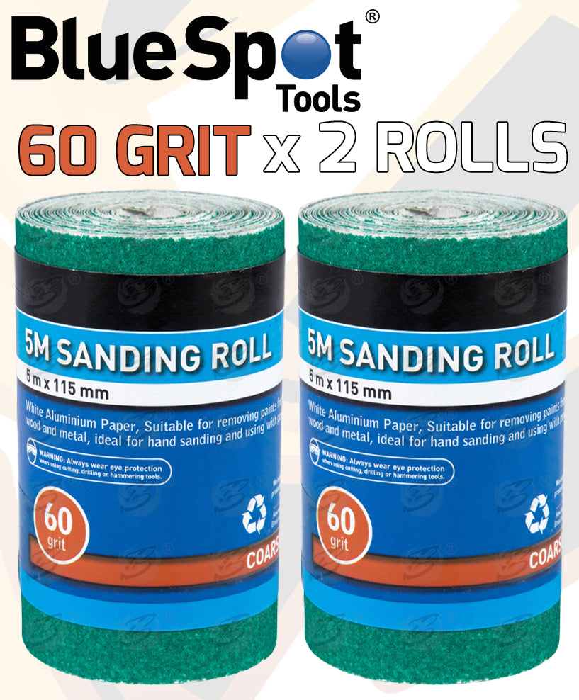 BLUESPOT 60 GRIT SANDING ROLL ( 5M x 115MM ) ( 2 ROLLS )
