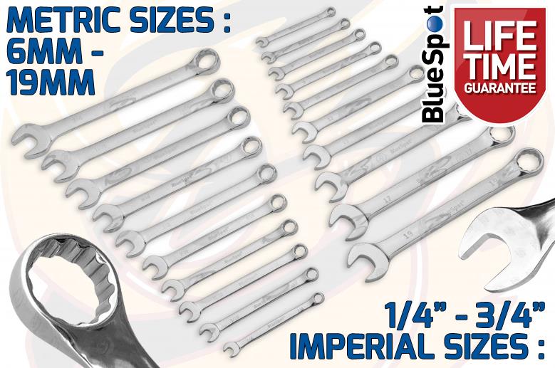 BlueSpot 32 Piece Metric & Sae Combination Spanners 6mm - 19mm & 1/4" - 3/4" ( 04112 )