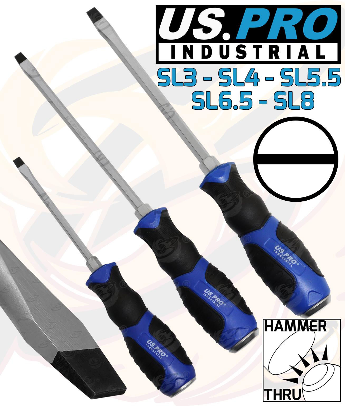 US PRO INDUSTRIAL 9PCS MAGNETIC GO THROUGH SCREWDRIVER SET ( SLOTTED )