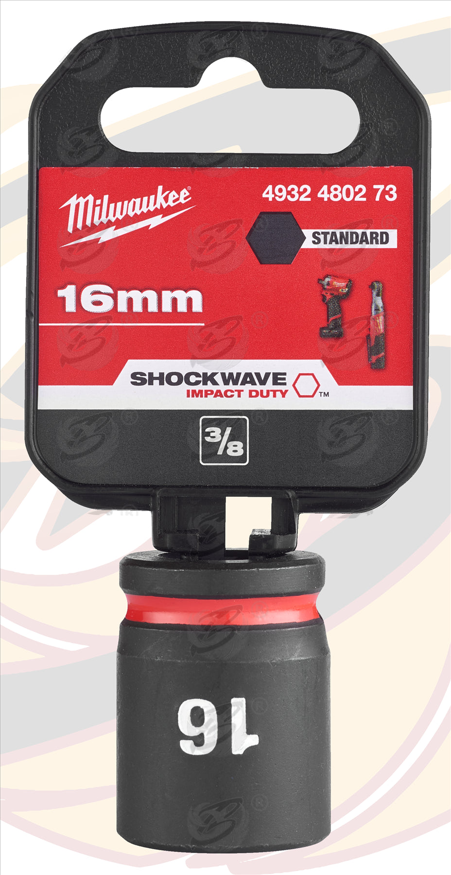 MILWAUKEE 16MM 3/8" DRIVE 6 POINT SHALLOW IMPACT SOCKET ( SINGLE )
