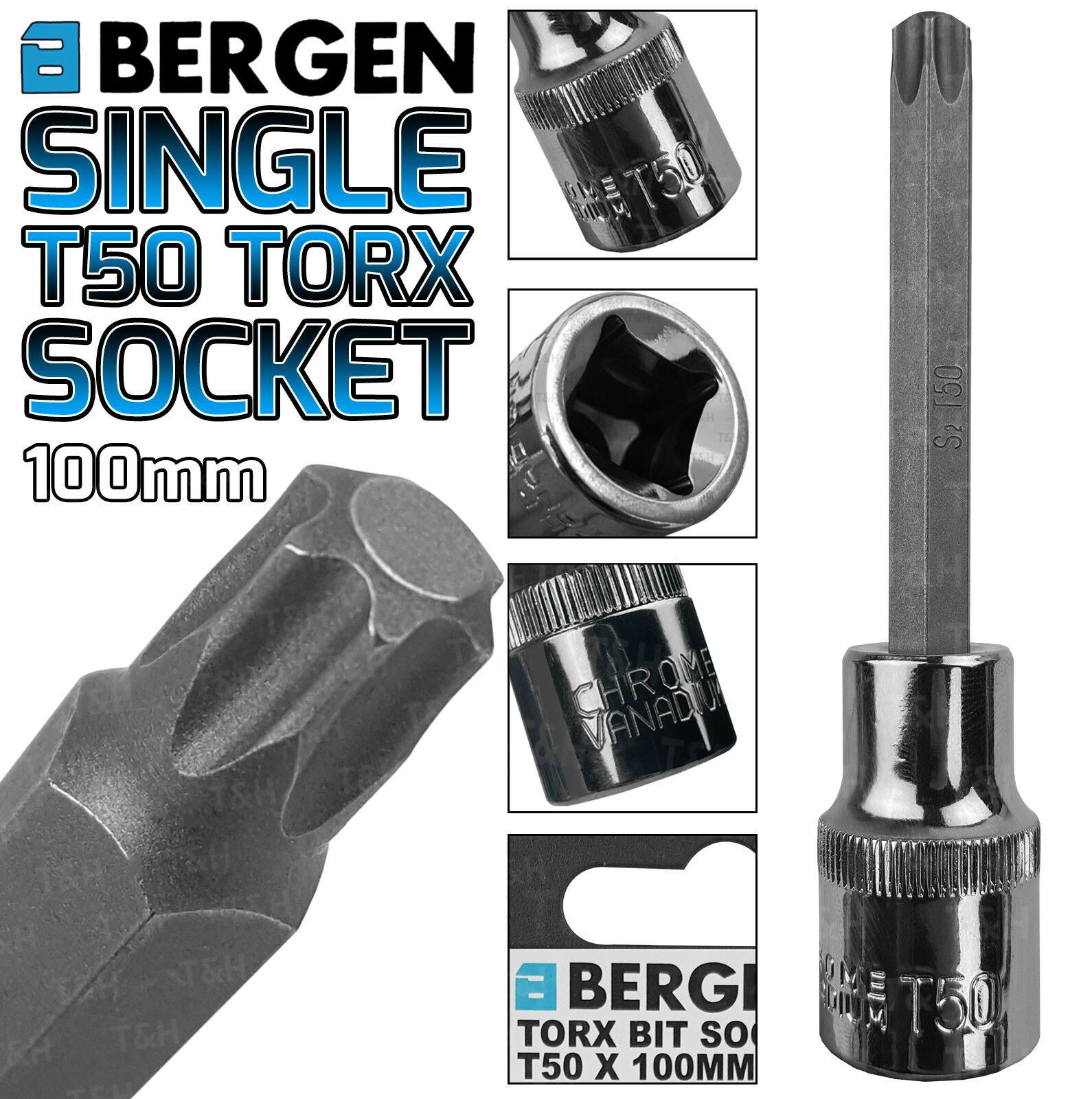 US PRO T50 1/2" DRIVE 100MM LONG TORX BIT SOCKET ( SINGLE )