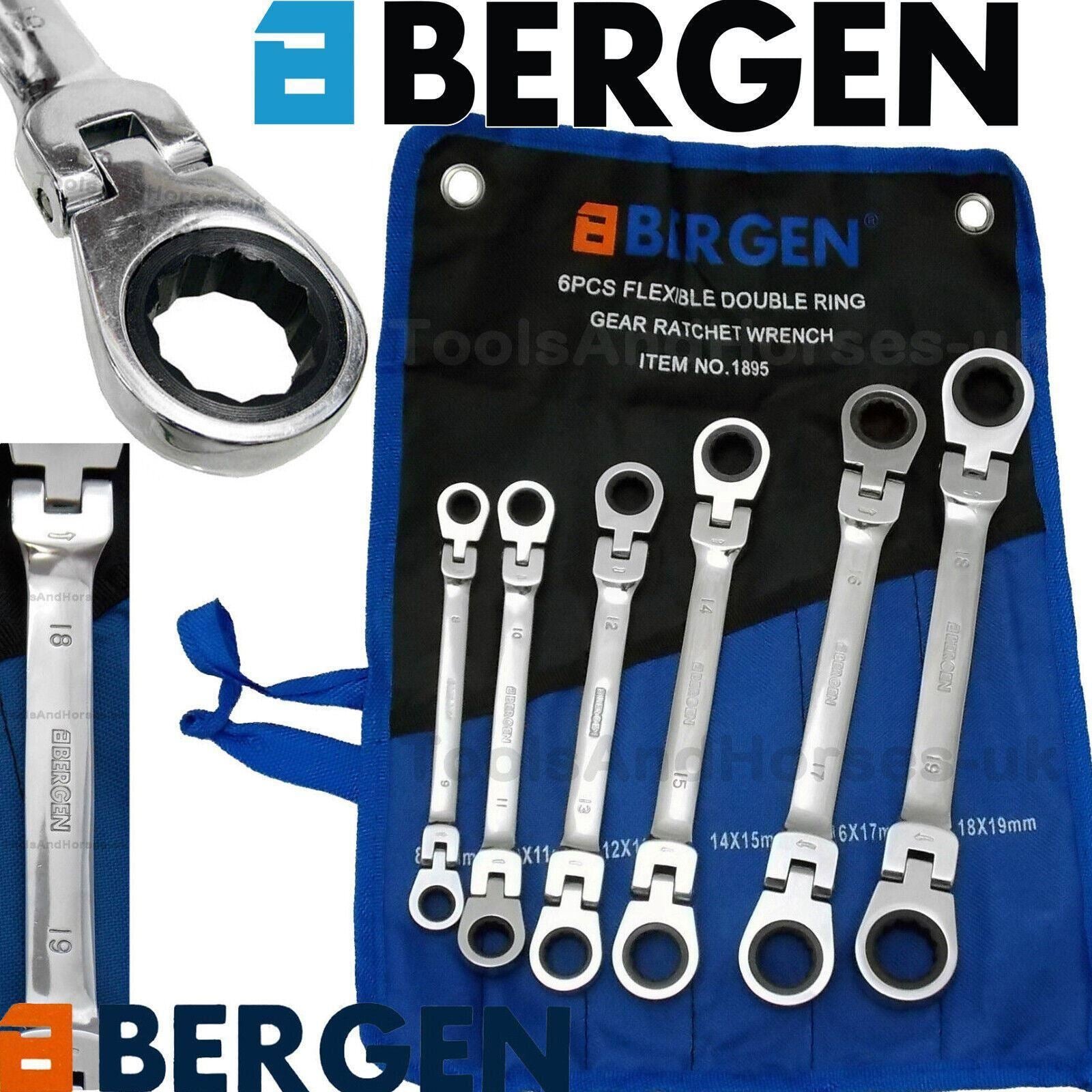 US PRO 6PCS DOUBLE RING RATCHET SPANNER SET 8MM - 19MM