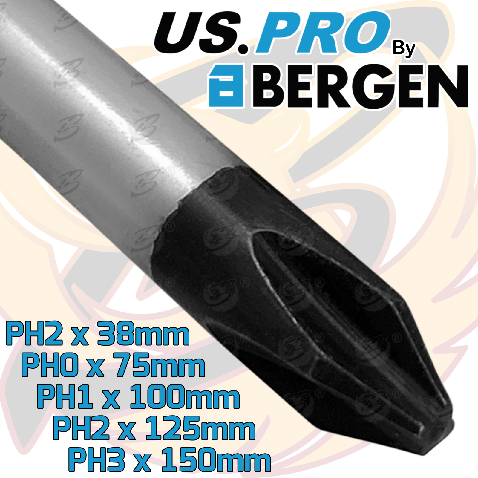 US Pro 10 Piece Go Through Screwdriver Set PH & SL ( 4634 )