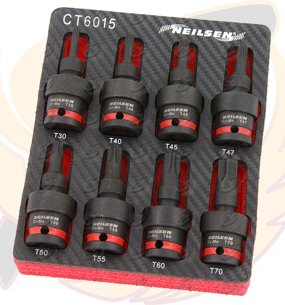 Neilsen 8 Piece 1/2" Drive Swivel Impact Torx Bit Sockets T30 - T70 ( CT6015 )