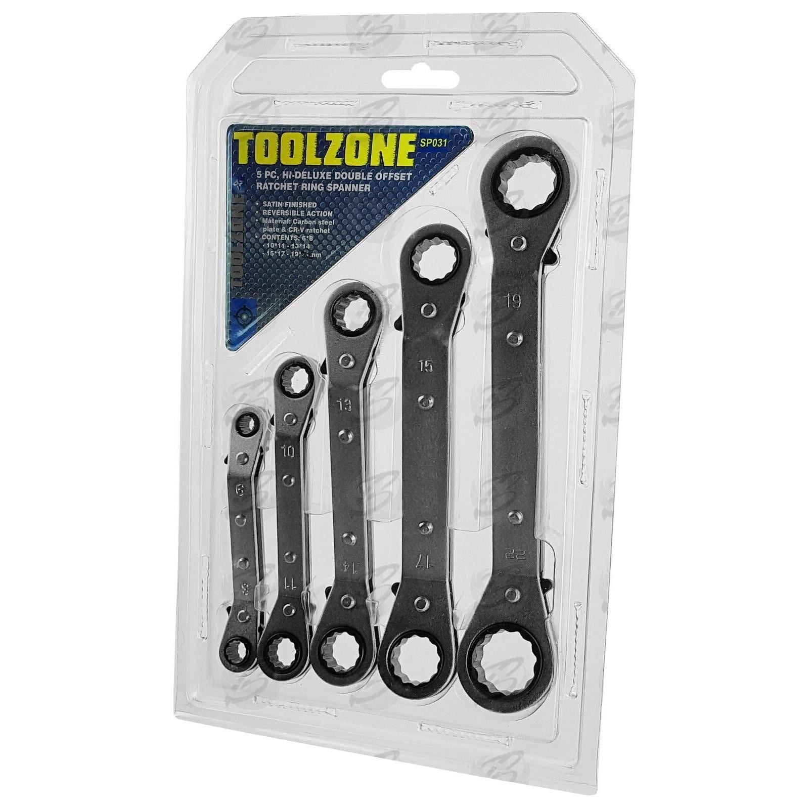 Toolzone 5 Piece Offset Ratchet Spanner Set 6mm - 22mm SP031