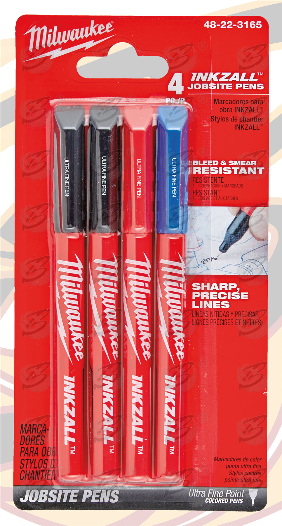 MILWAUKEE INKZALL ULTRA FINE POINT 0.6MM MARKER PENS ( X 4 )