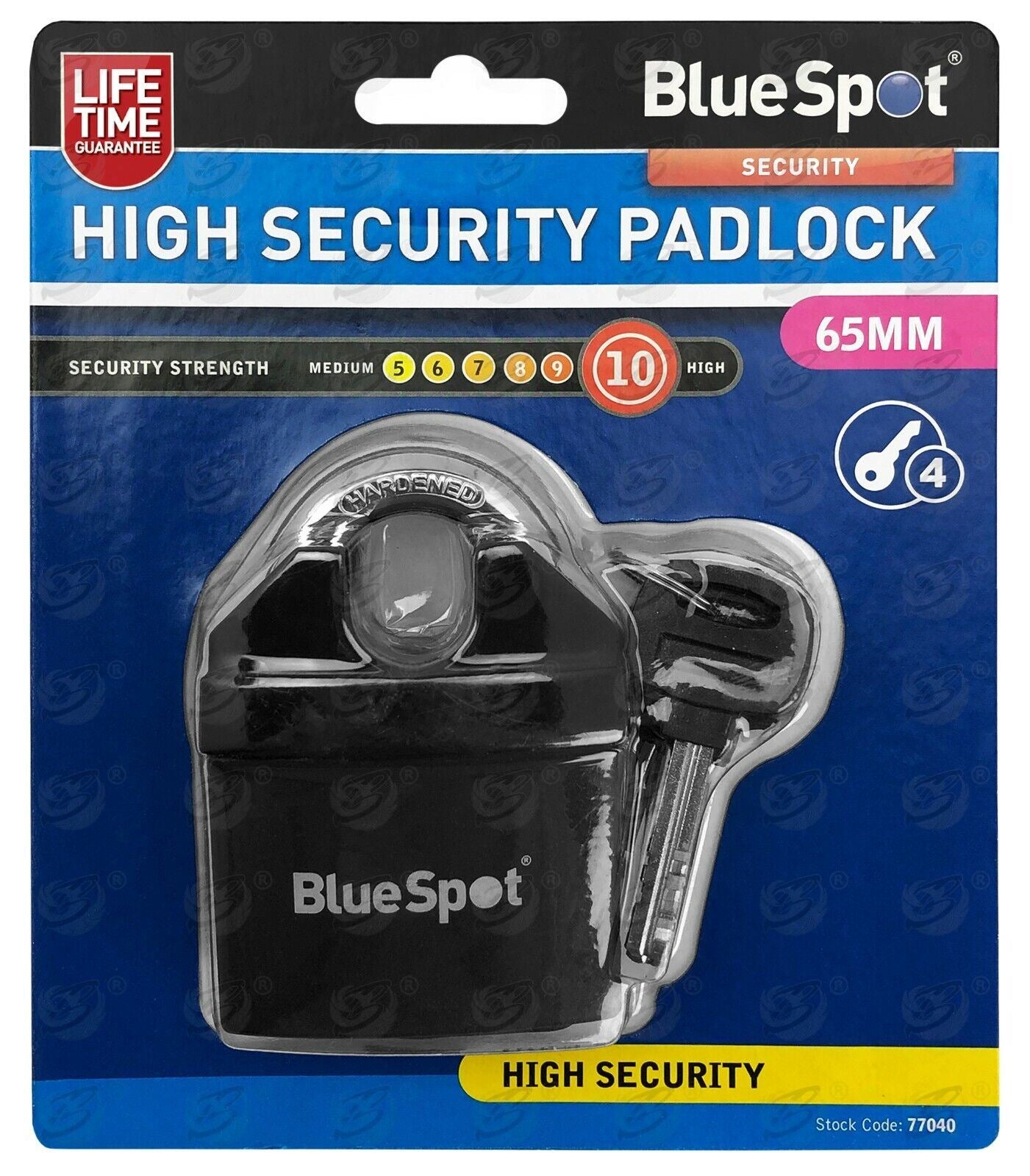 BLUESPOT 6FT LONG 10MM LINKS SECURITY CHAIN WITH 65MM HIGH SECURITY PADLOCK
