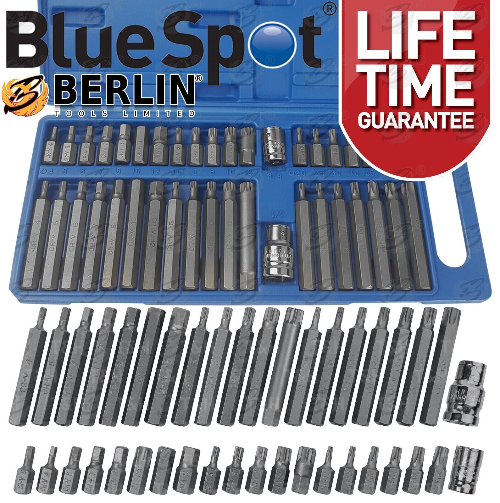 BlueSpot 40 Piece Hex - Torx - Spline Bit Sockets 01517
