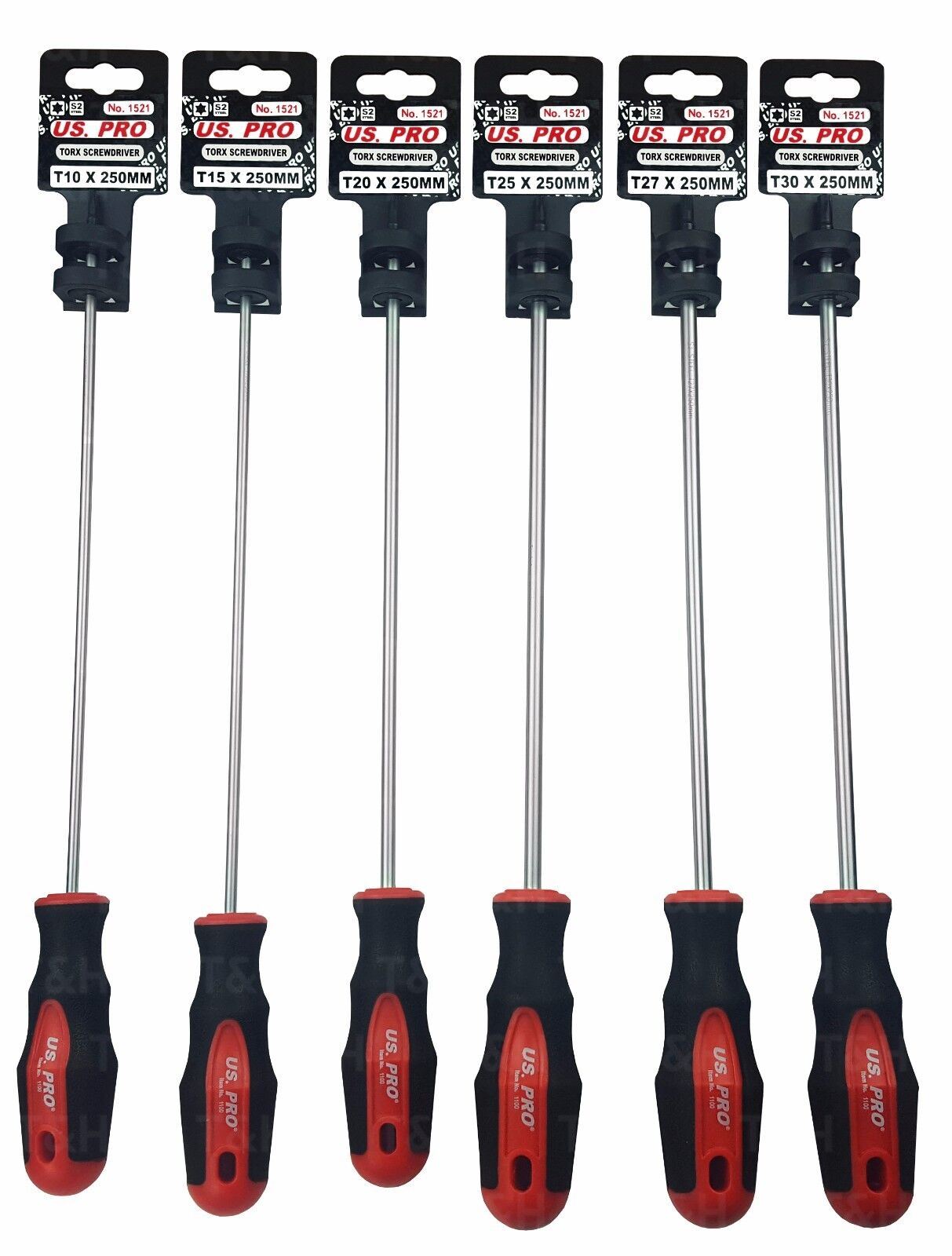 US Pro 6 Piece Extra Long Torx Screwdrivers T10 - T30  1521