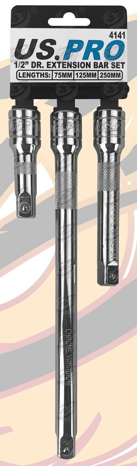 US Pro 3 Piece 1/2" Drive Extension Bars 75mm - 250mm  4141