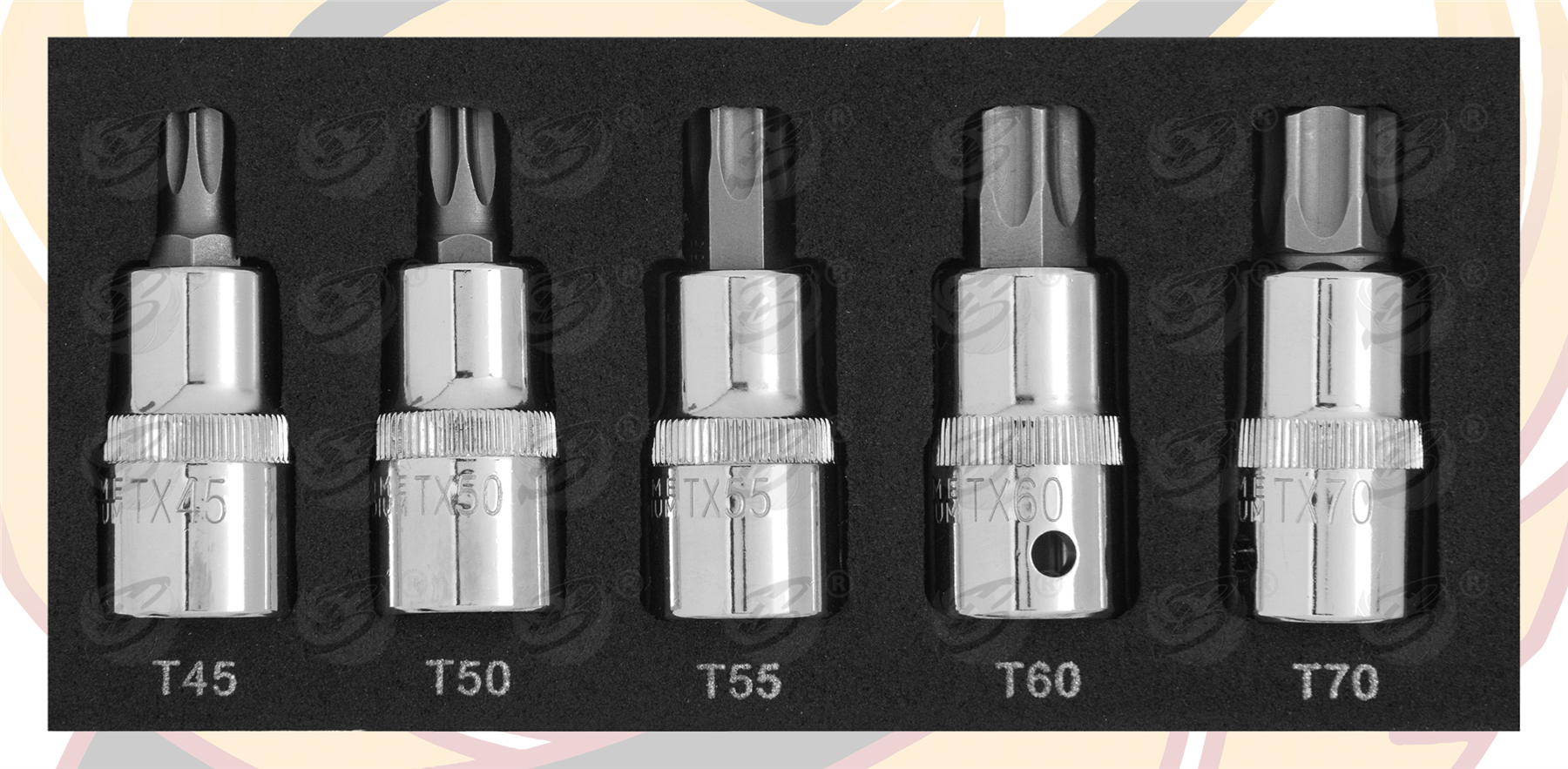 BlueSpot 5 Piece 1/2" Drive Torx Bit Sockets ( T45 - T70 ) ( 01505 )