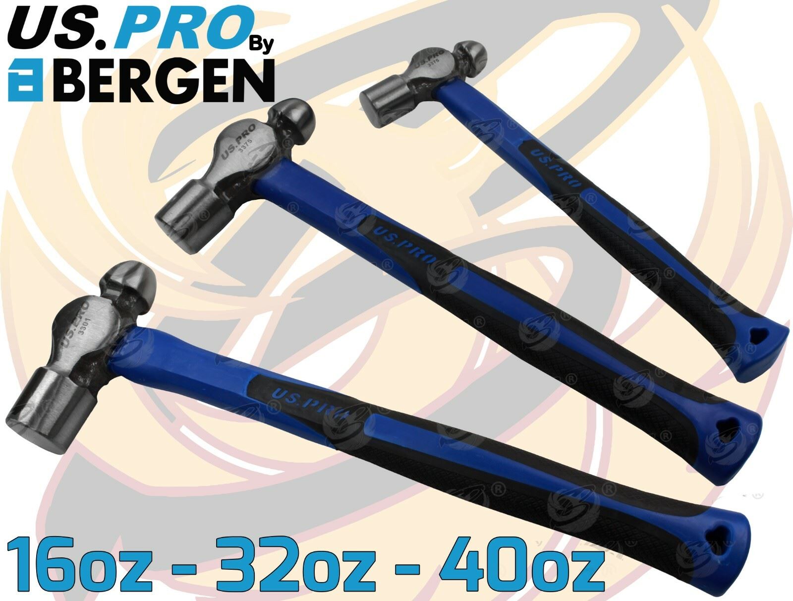 US PRO 3PCS BALL PEIN HAMMER SET 16OZ - 32OZ - 40OZ