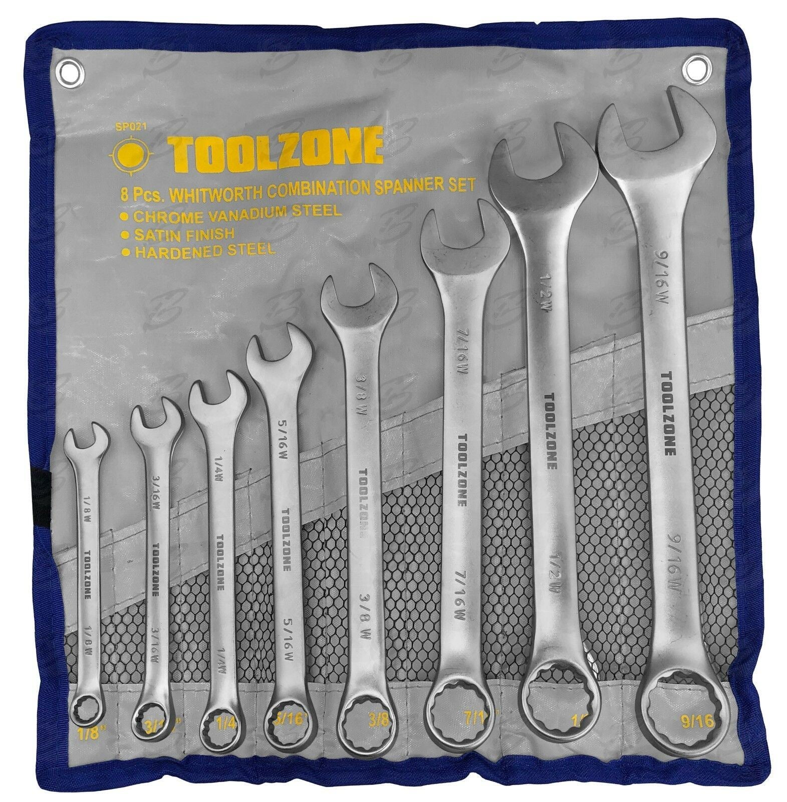 TOOLZONE 8PCS WHITWORTH COMBINATION SPANNERS 1/8" - 9/16"