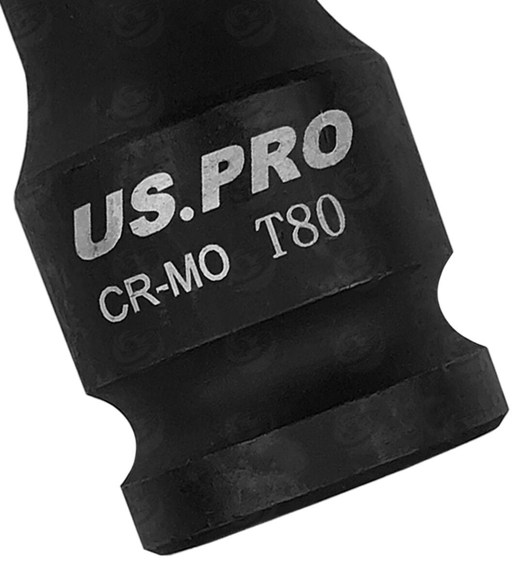US PRO T80 1/2" DRIVE 78MM LONG IMPACT TORX BIT SOCKET ( SINGLE )