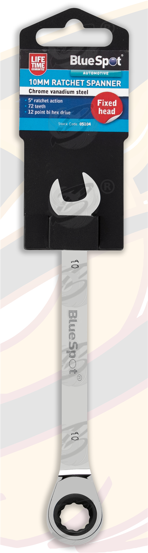 BlueSpot 10mm 72 Tooth Ratchet Spanner ( Single ) 05104