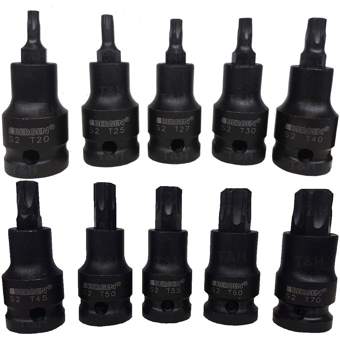 US Pro 10 Piece 1/2" Drive Impact Torx Bit Sockets T20 - T70 2087