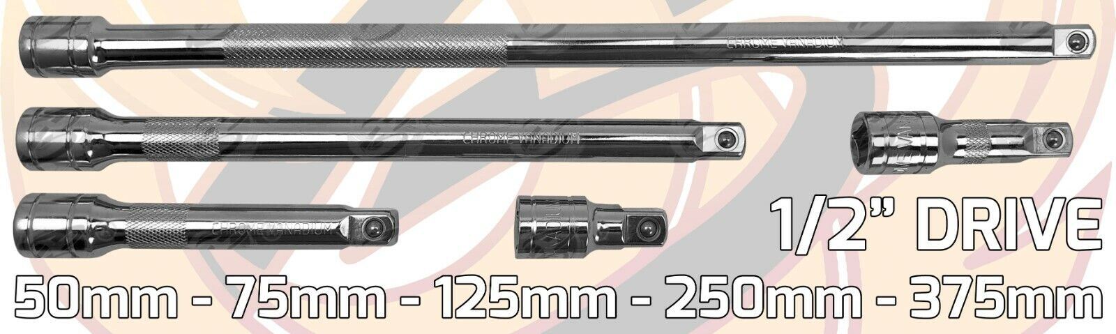 BLUESPOT 5PCS 1/2" DRIVE EXTENSION BARS 50MM - 375MM