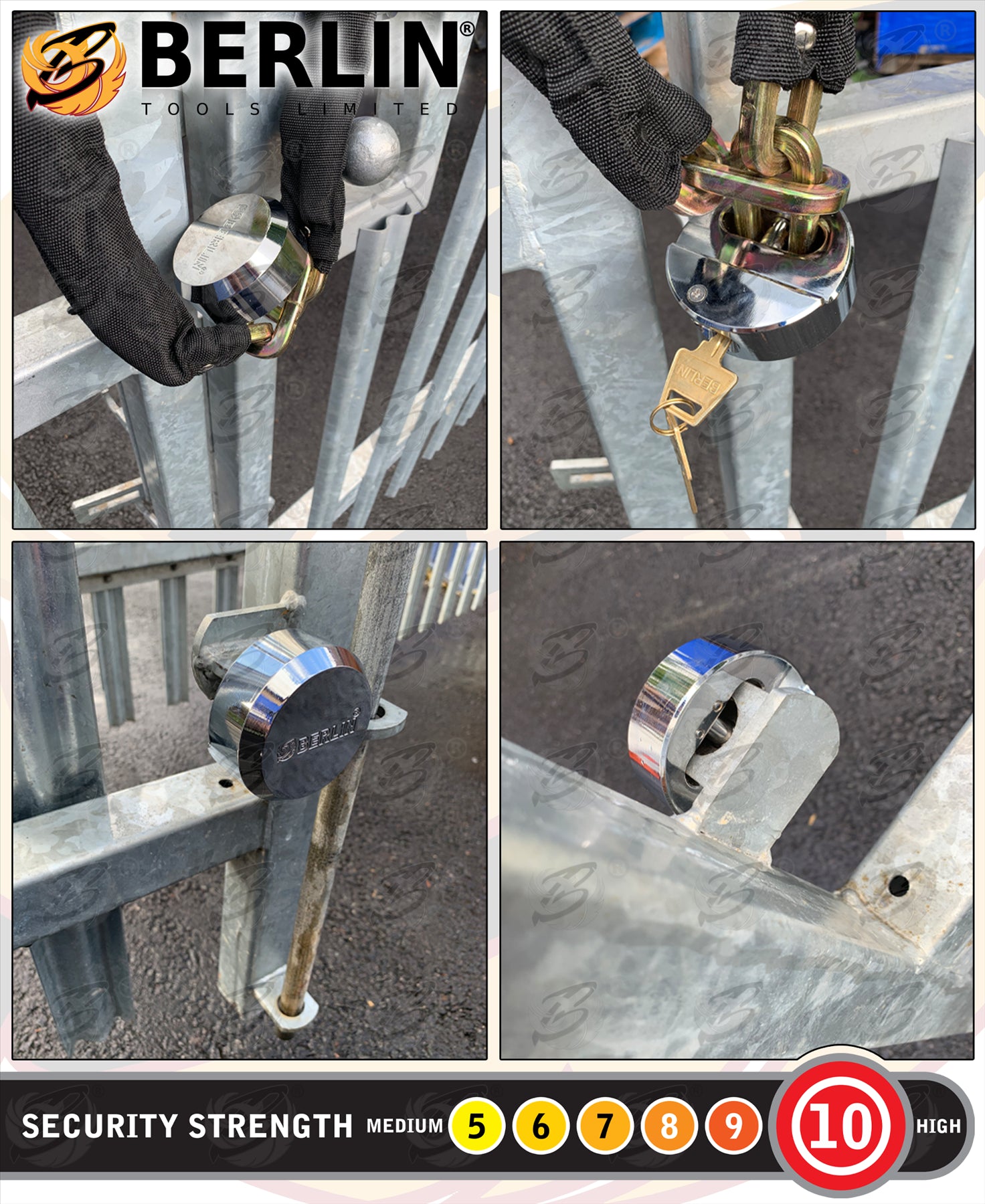 BERLIN 73MM HEAVY DUTY ROUND SHACKLELESS PADLOCK ( x2 )