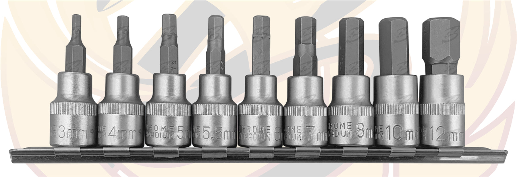 BERLIN 9PCS 3/8" DRIVE HEX BIT SOCKETS H3 - H12