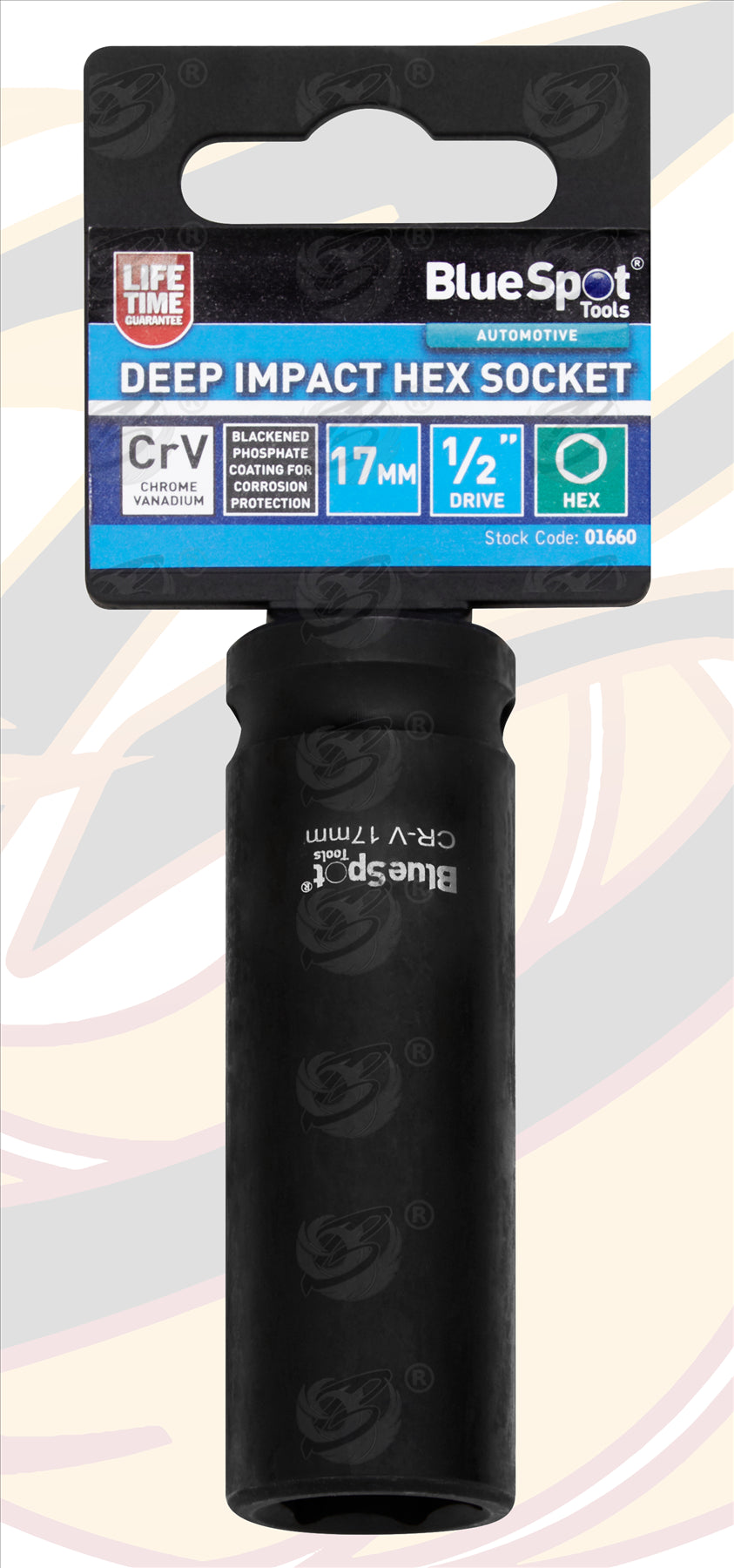 BLUESPOT 17MM 1/2" DRIVE 6 POINT DEEP IMPACT SOCKET ( SINGLE )