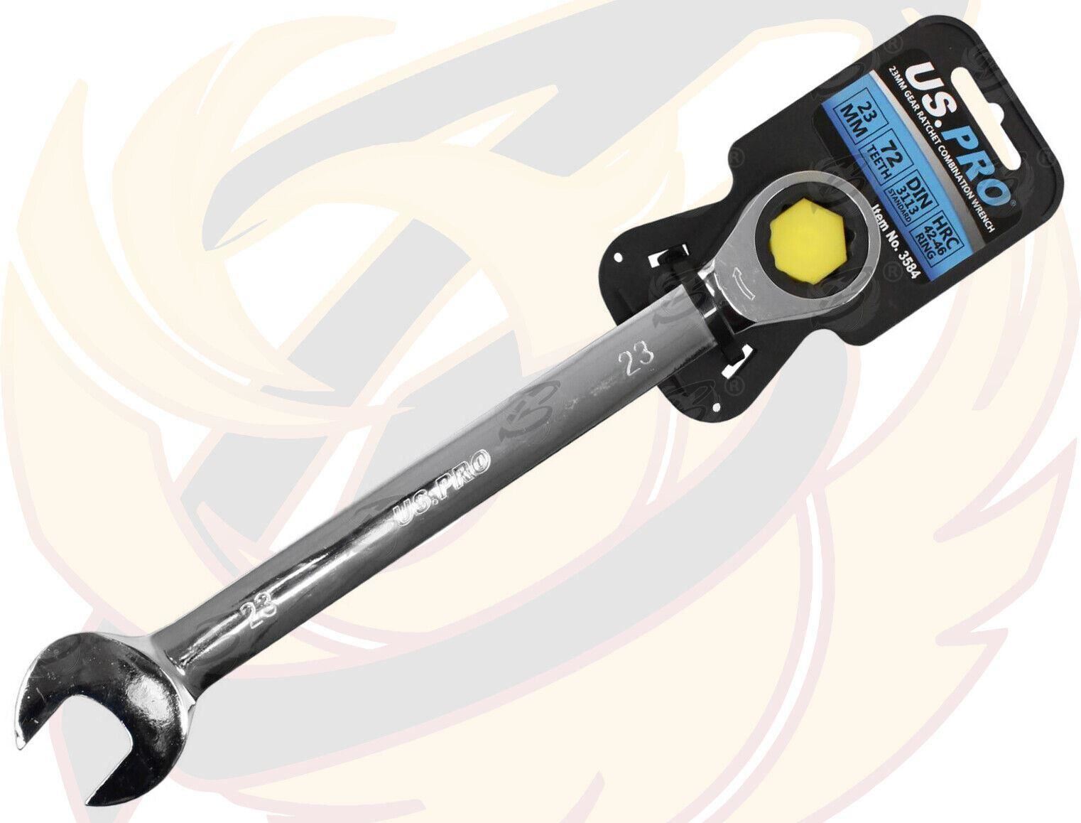 US PRO 23MM 72 TOOTH RATCHET SPANNER
