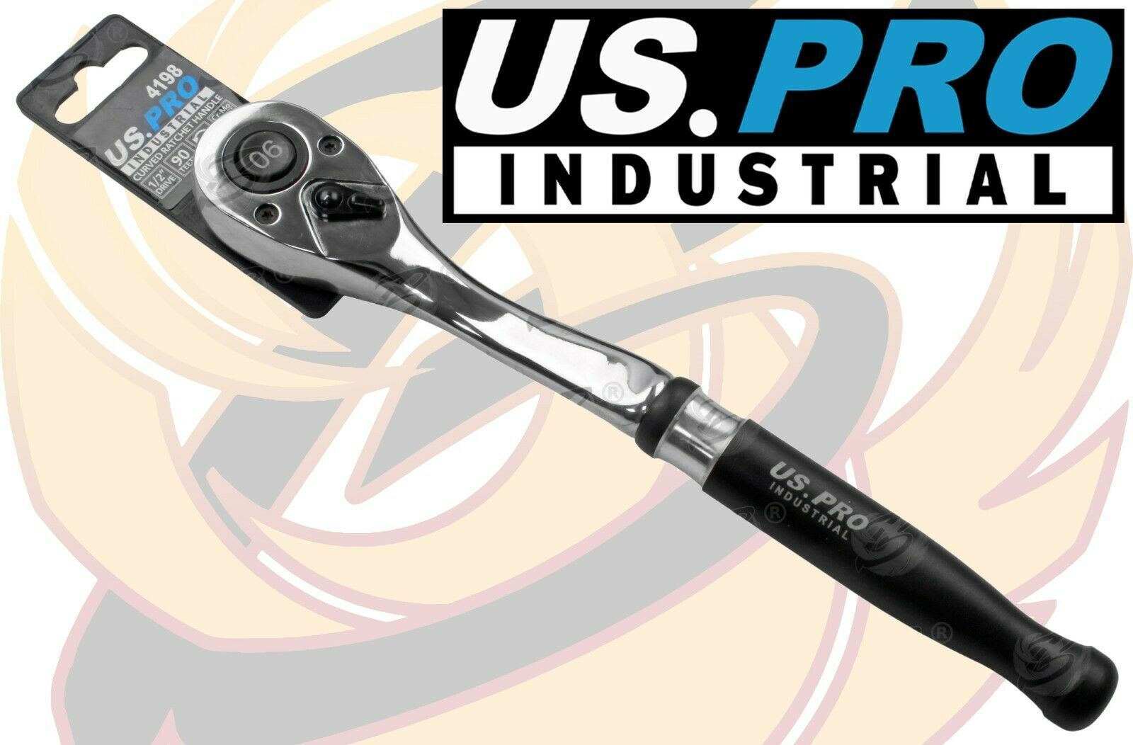 US PRO INDUSTRIAL 1/2" DRIVE 90 TOOTH CURVED RATCHET HANDLE