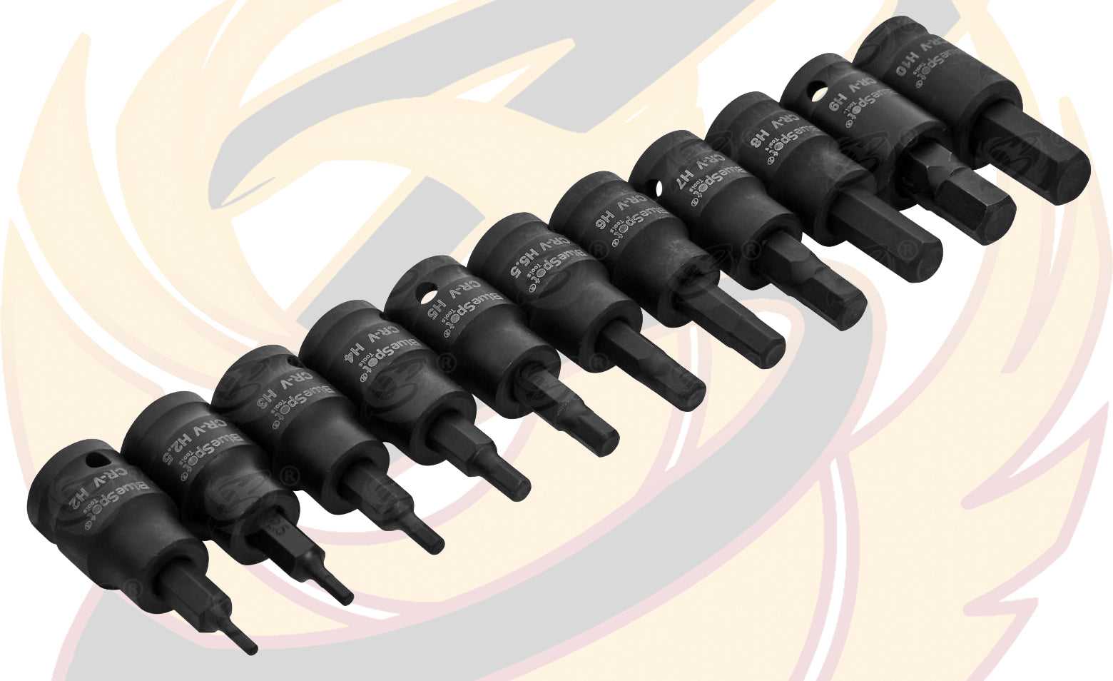 BLUESPOT 11 PCE 3/8" DRIVE IMPACT HEX BIT SOCKETS (H2 - H10)
