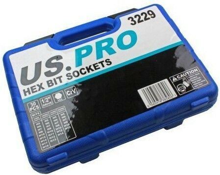 US PRO 30PCS 1/2" DRIVE HEX BIT SOCKETS H5 - H19