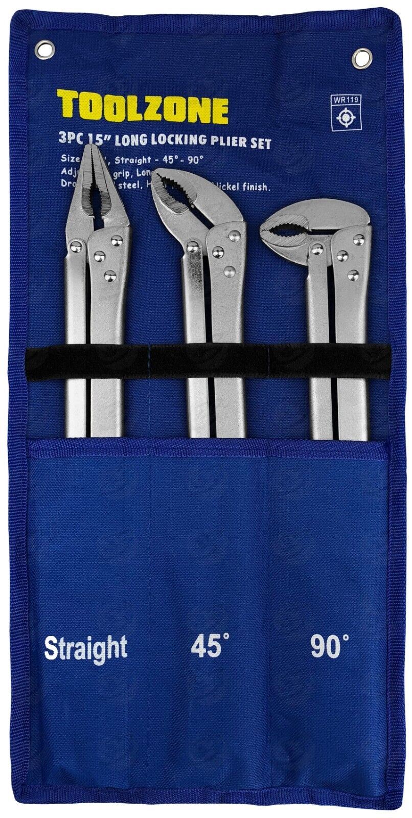Toolzone 3 Piece 15" Extra Long Locking Pliers WR119