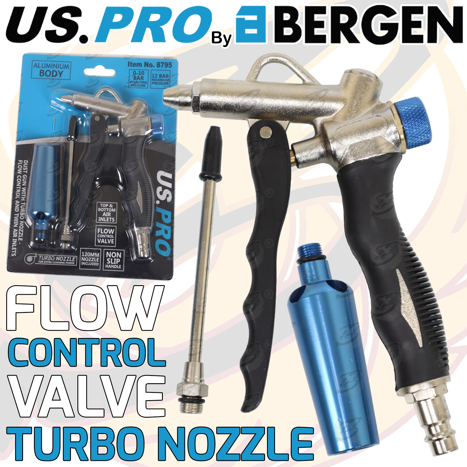 US Pro Dust Gun With Turbo Nozzle - Flow Control And Twin Air Inlets ( 8795 )