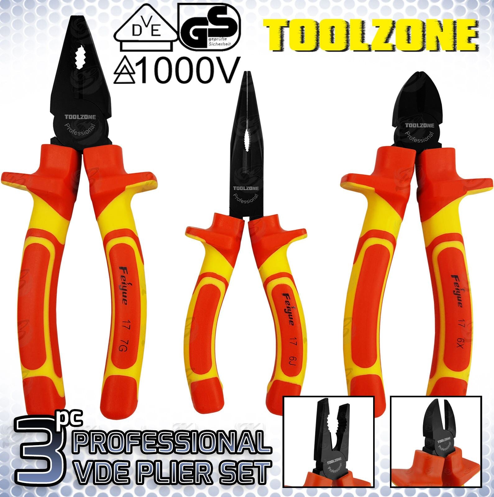 Toolzone 3 Piece VDE pliers Set PL144