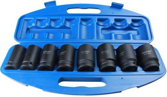 US PRO 8PCS 3/4" DRIVE 6 POINT DEEP IMPACT SOCKETS 24MM - 38MM