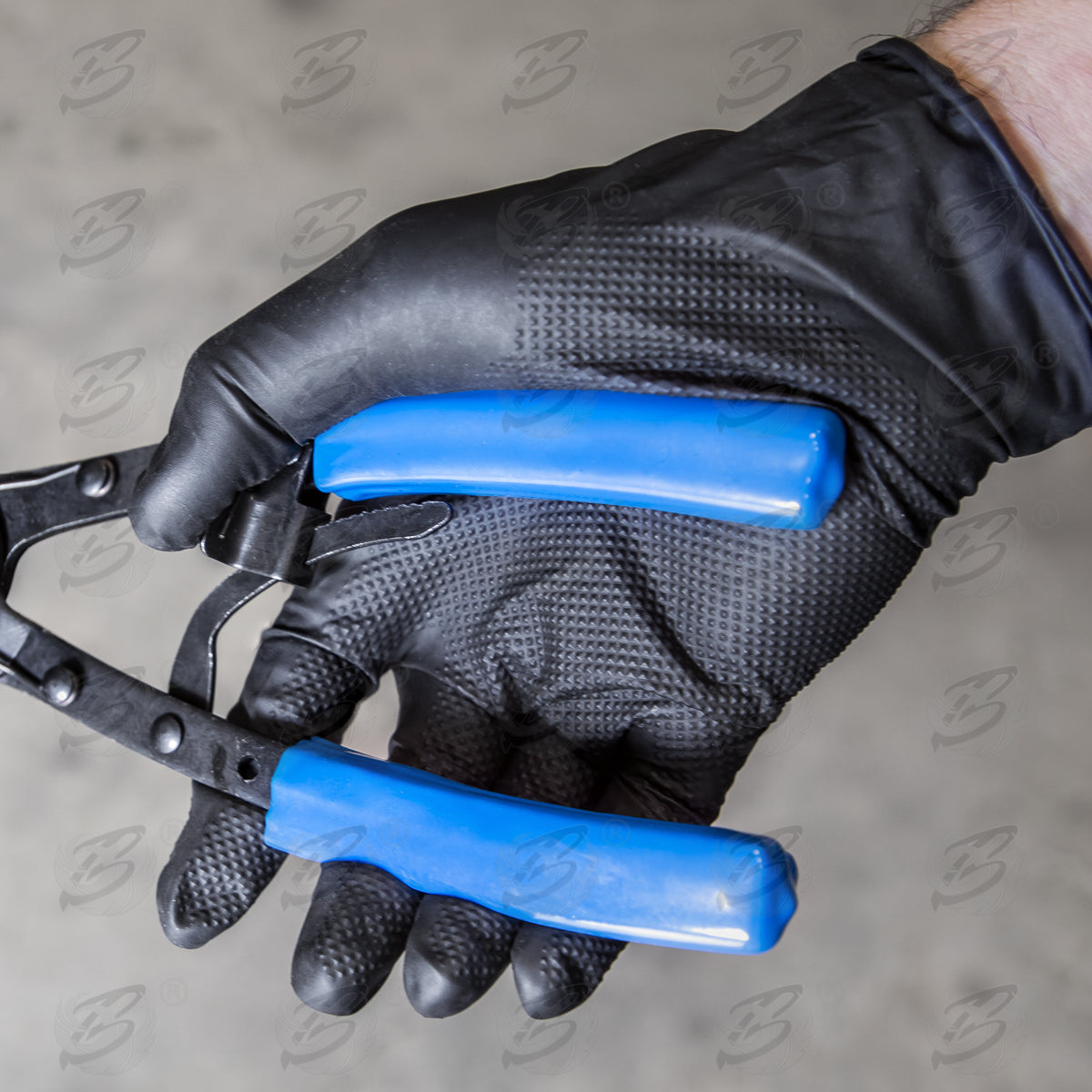 ROCKHOLD HEAVY DUTY BLACK 8 MIL NITRILE DIAMOND GRIP GLOVES ( MEDIUM - 500 GLOVES )