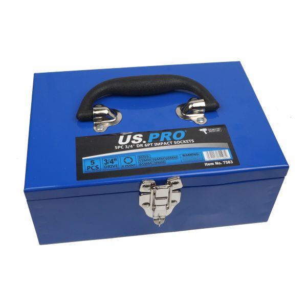 US Pro 5 Piece 3/4" Drive 6 Point Jumbo Impact Sockets ( 55mm -  56mm - 60mm - 65mm - 70mm )  7583