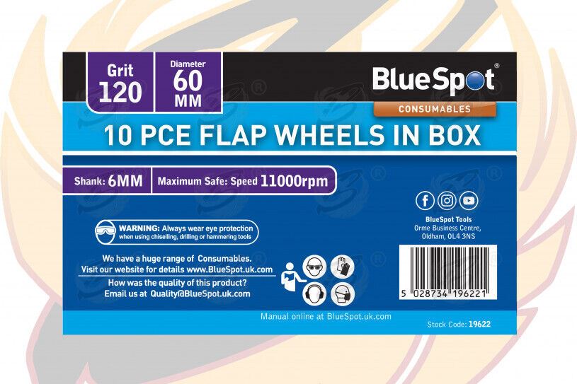 BLUESPOT 10PCS FLAP WHEEL DISCS ( 120 GRIT - 60MM )