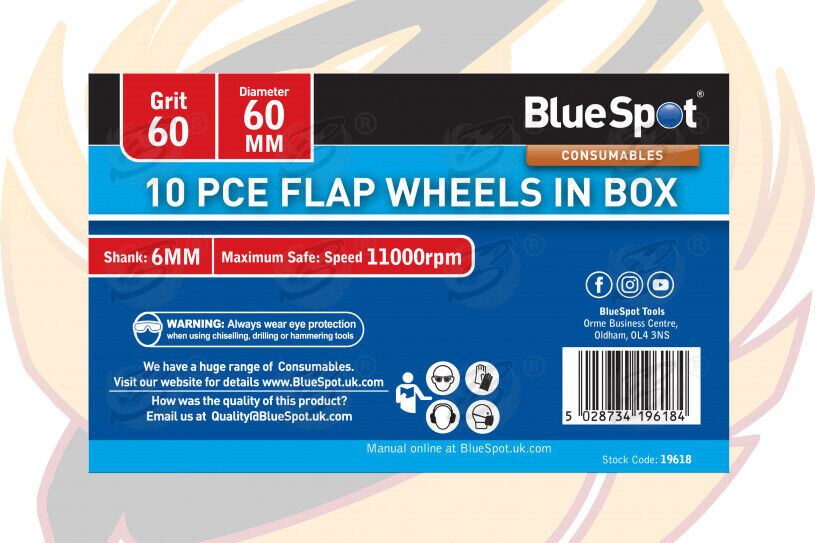 BLUESPOT 10PCS FLAP WHEEL DISCS ( 60 GRIT - 60MM )
