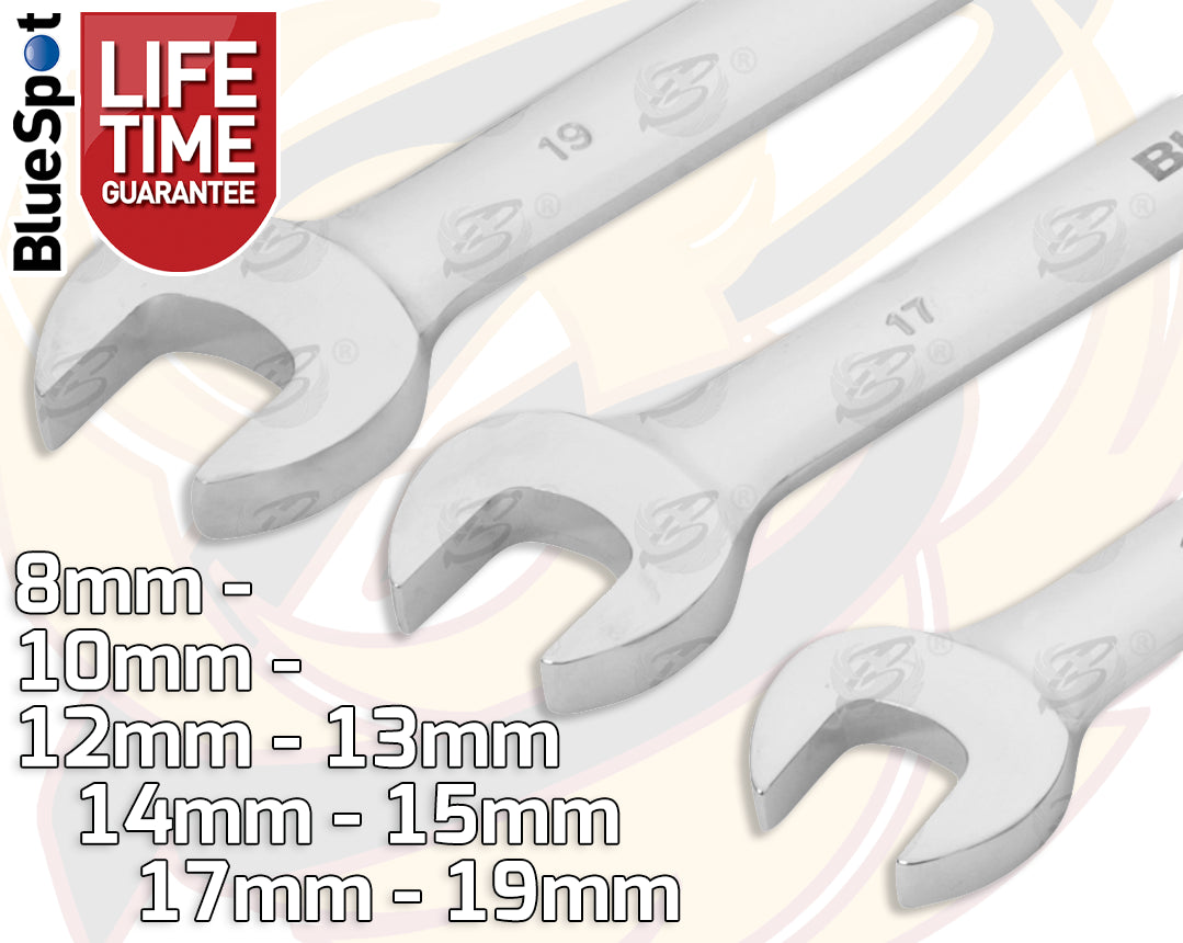 BLUESPOT 8PCS FLEXIBLE RATCHET SPANNER SET 8MM - 19MM