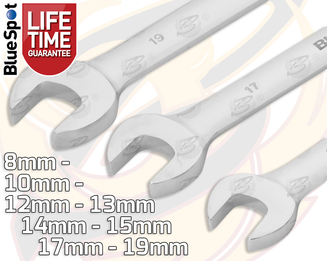 BlueSpot 8 Piece Flexible Ratchet Spanner Set 8mm - 19mm ( 04300 )