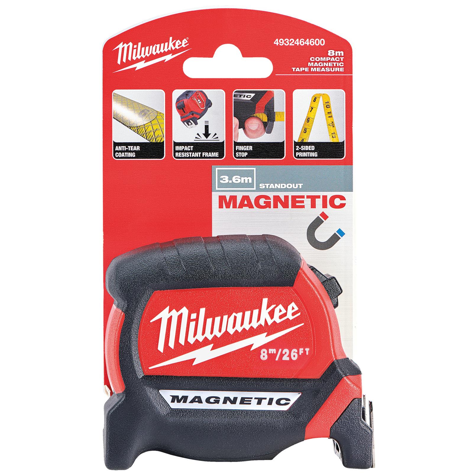 MILWAUKEE 8m ( 26ft ) Magnetic Tip 27mm Nylon Blade Tape Measure
