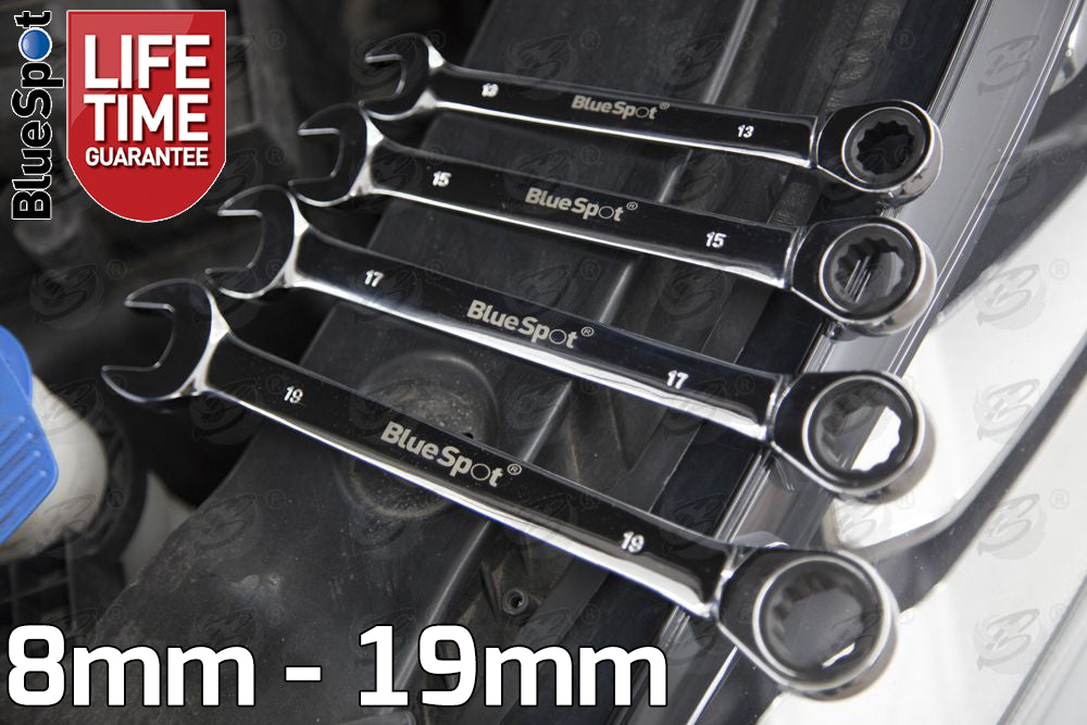 BLUESPOT 8PCS RATCHET SPANNER SET 8MM - 19MM